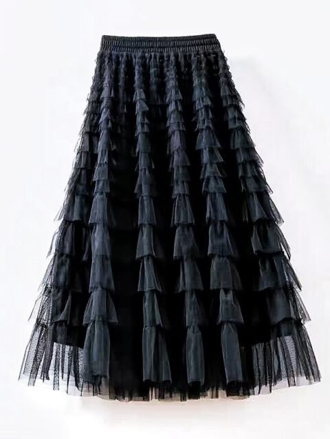 Cupcake Veil  - Black - Layered Tulle Maxi Skirt