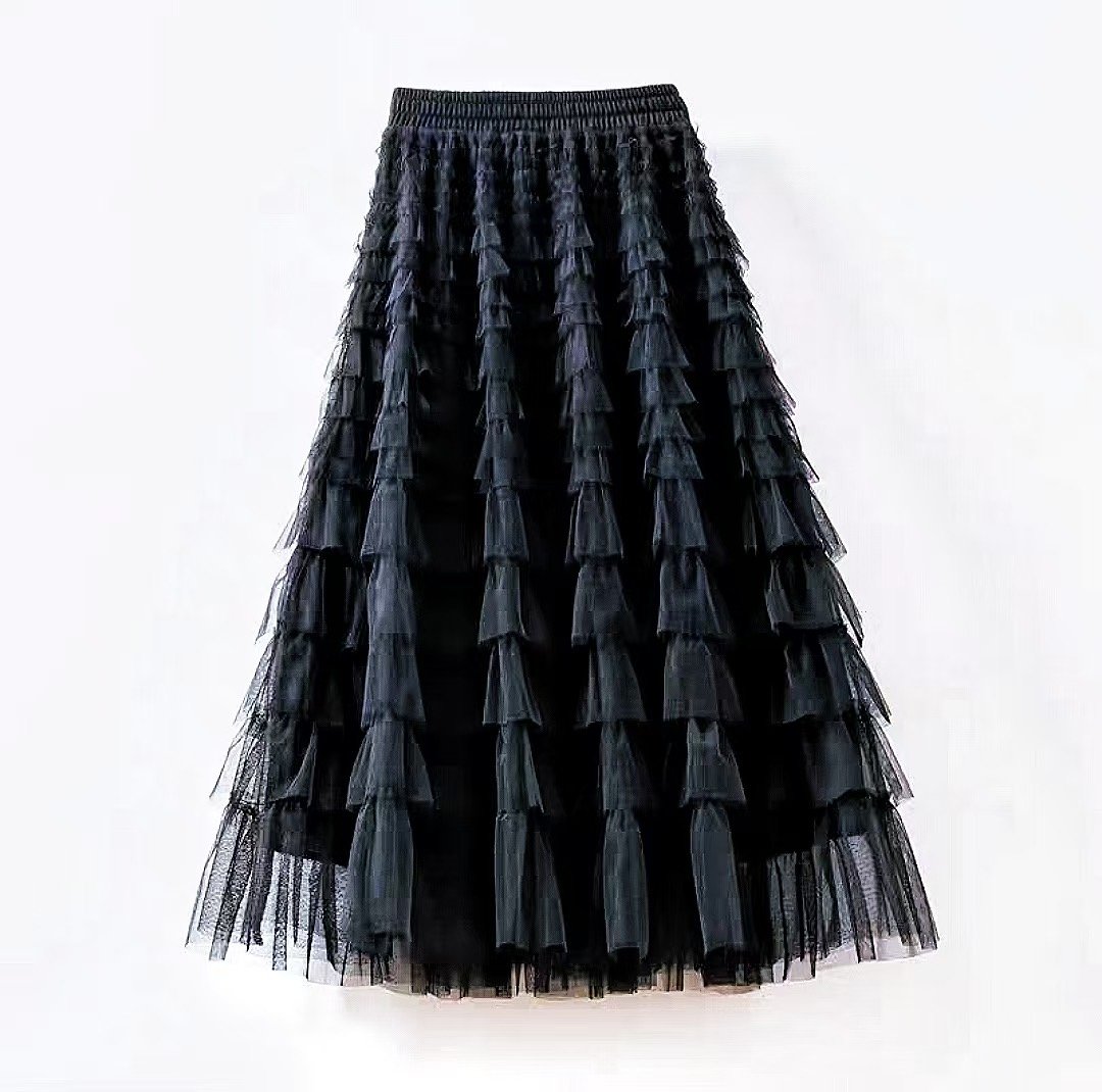 Cupcake Veil  - Black - Layered Tulle Maxi Skirt