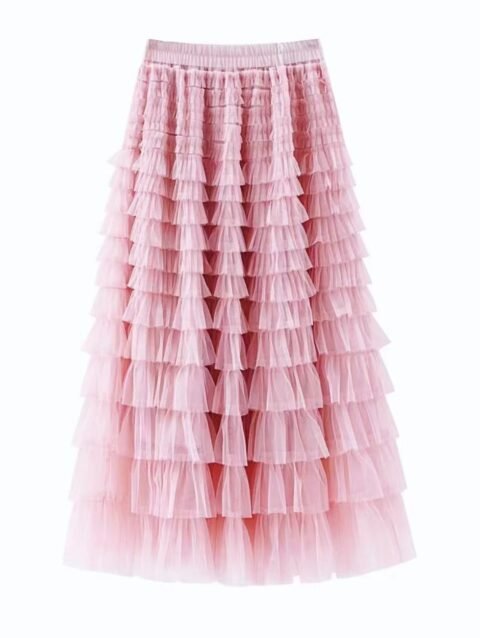 Cupcake Veil - Nude Pink - Layered Tulle Maxi Skirt