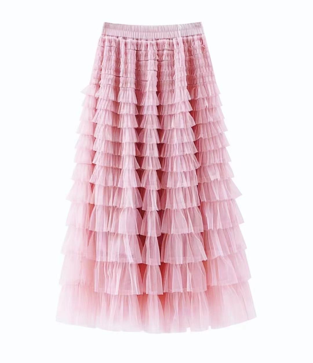 Cupcake Veil - Nude Pink - Layered Tulle Maxi Skirt