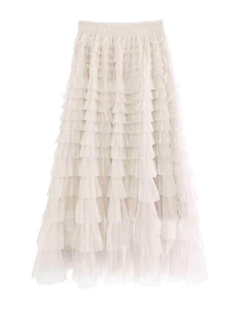 Cupcake Veil  -  Creamy - Layered Tulle Maxi Skirt
