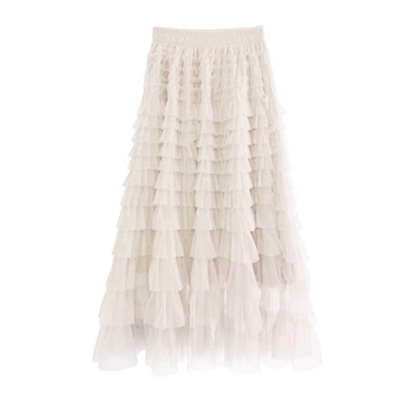 Cupcake Veil - Creamy - Layered Tulle Maxi Skirt