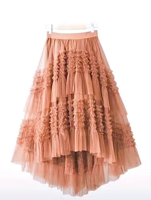 Cascade Flow Veil - Khaki  - Layered Mullet Tulle Skirt