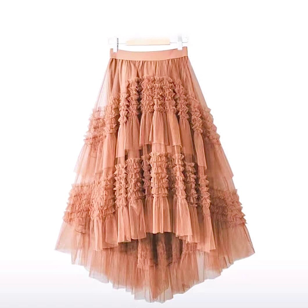 Cascade Flow Veil - Khaki  - Layered Mullet Tulle Skirt