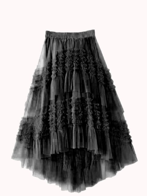 Cascade Flow Veil - Balck - Layered Mullet Tulle Skirt
