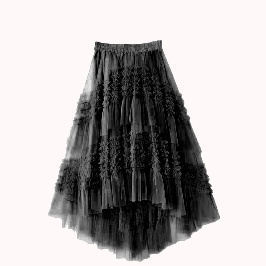 Cascade Flow Veil - Balck - Layered Mullet Tulle Skirt