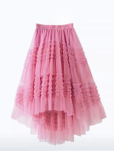 Cascade Flow Veil - Pink  - Layered Mullet Tulle Skirt