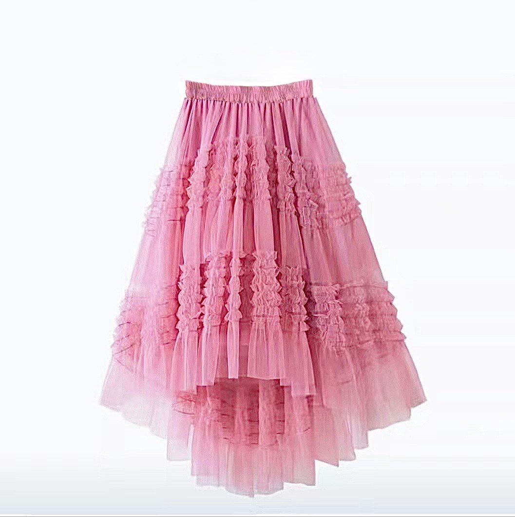 Cascade Flow Veil - Pink  - Layered Mullet Tulle Skirt