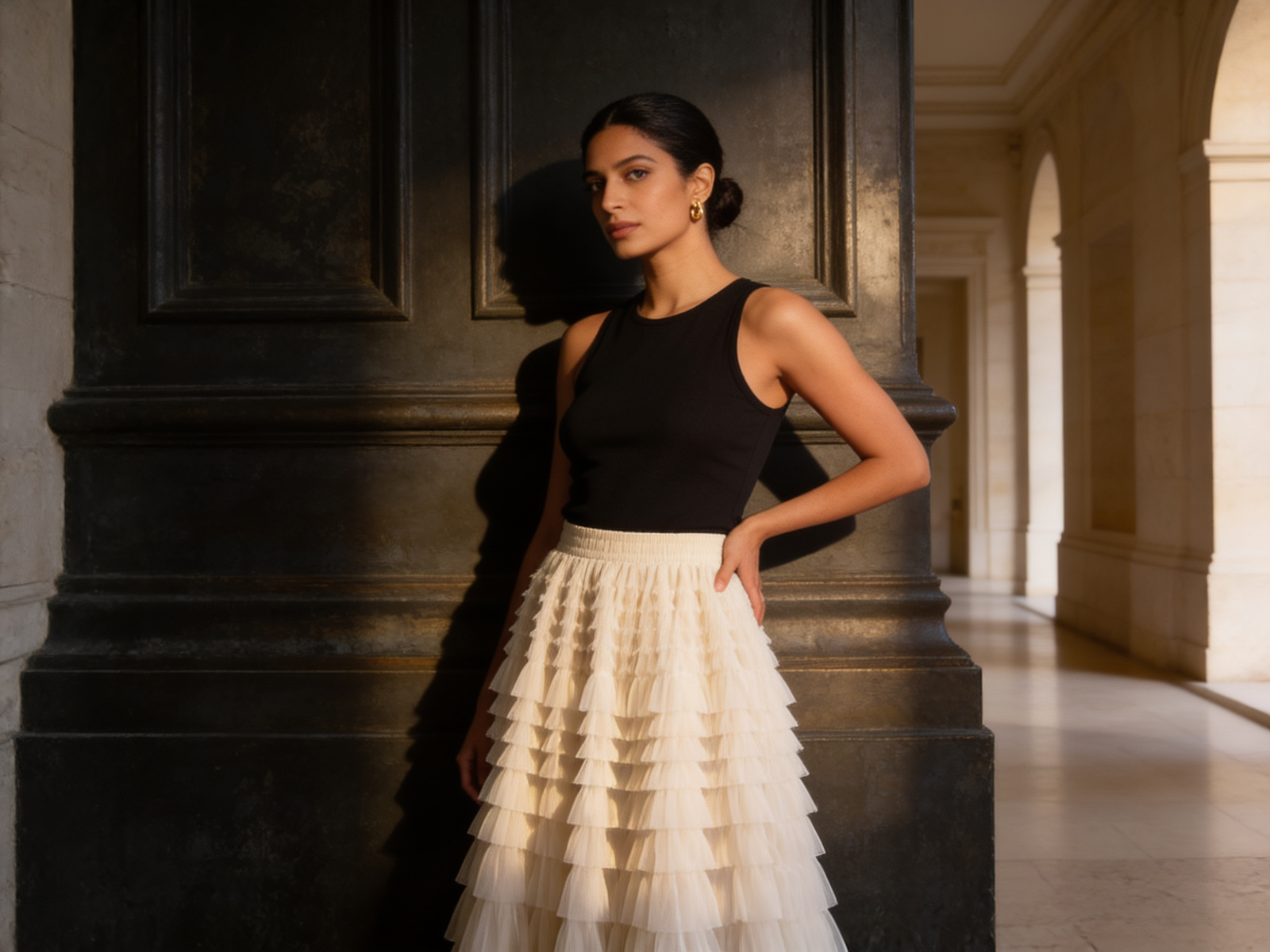 Cupcake Veil - Creamy - Layered Tulle Maxi Skirt - Image 2