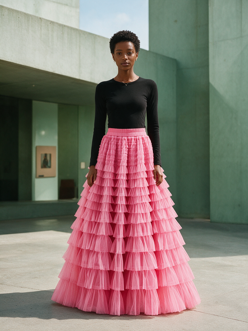 Cupcake Veil - Pink - Layered Tulle Maxi Skirt - Image 4