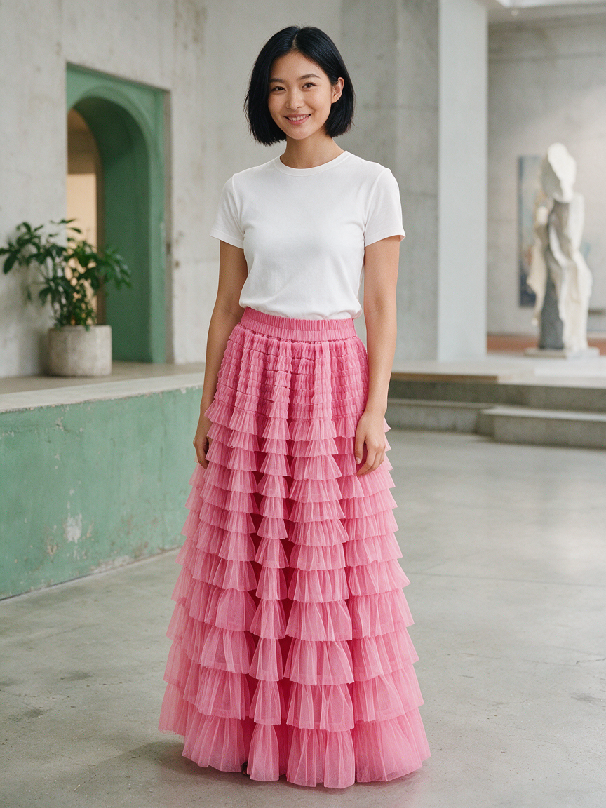 Cupcake Veil - Pink - Layered Tulle Maxi Skirt - Image 3