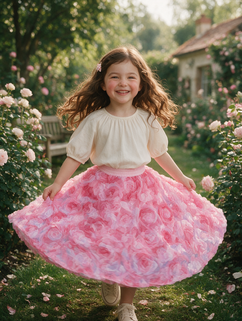 The Princess Rose Garden – Girls Skirt (2-10yrs) - The Velum