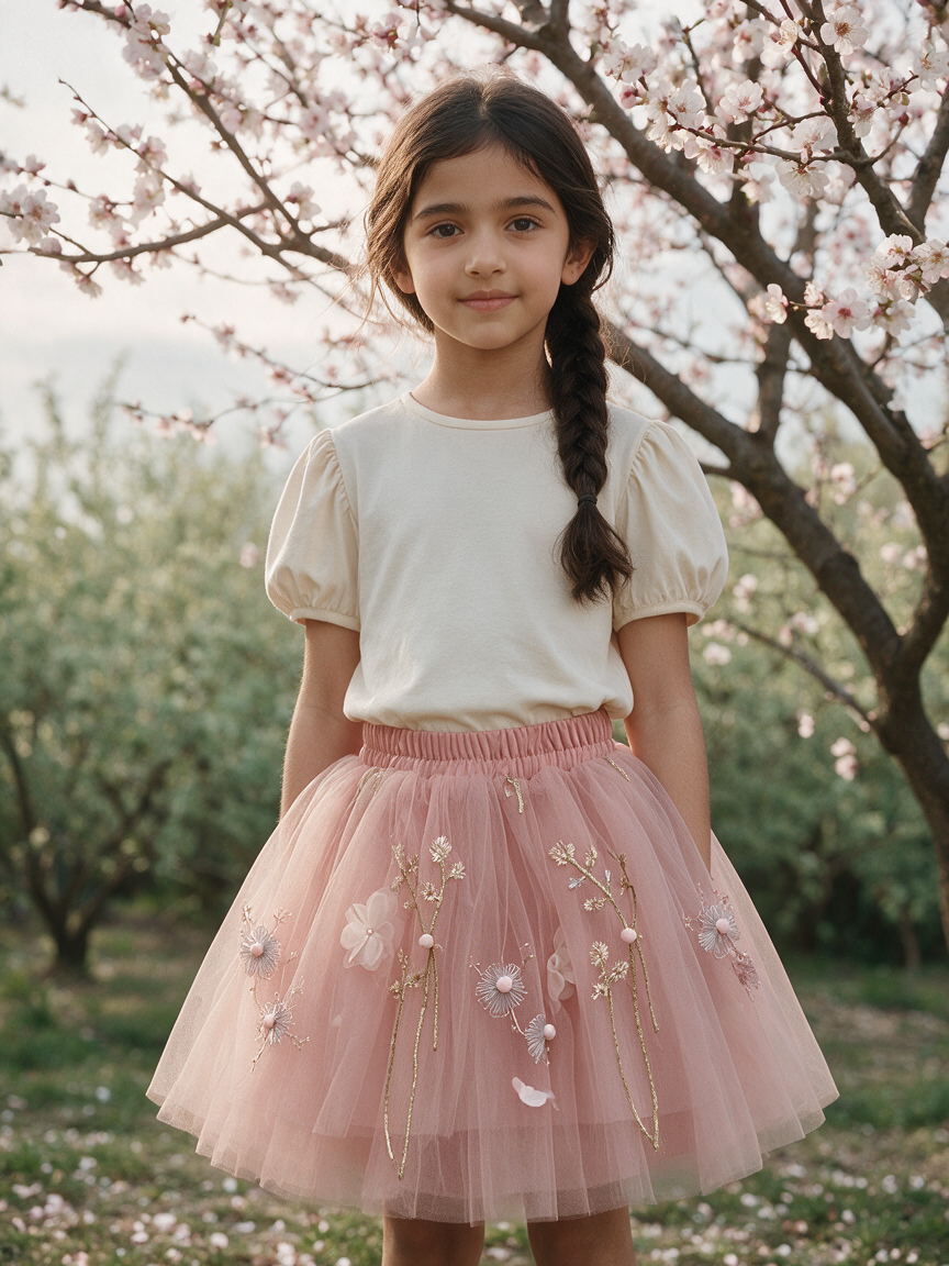 Plum Blossom Veil - Girls Skirt (2-10yrs) - Image 5