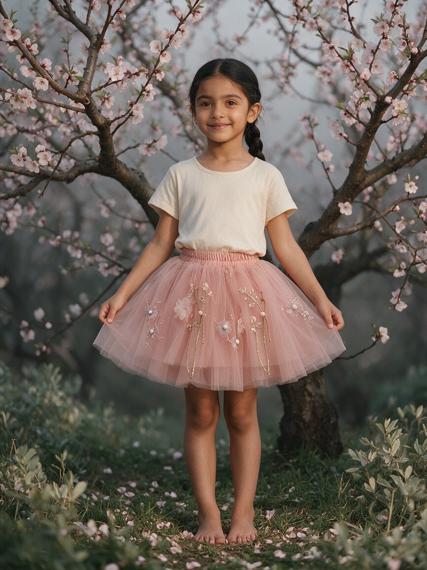 Plum Blossom Veil - Girls Skirt (2-10yrs) - Image 4
