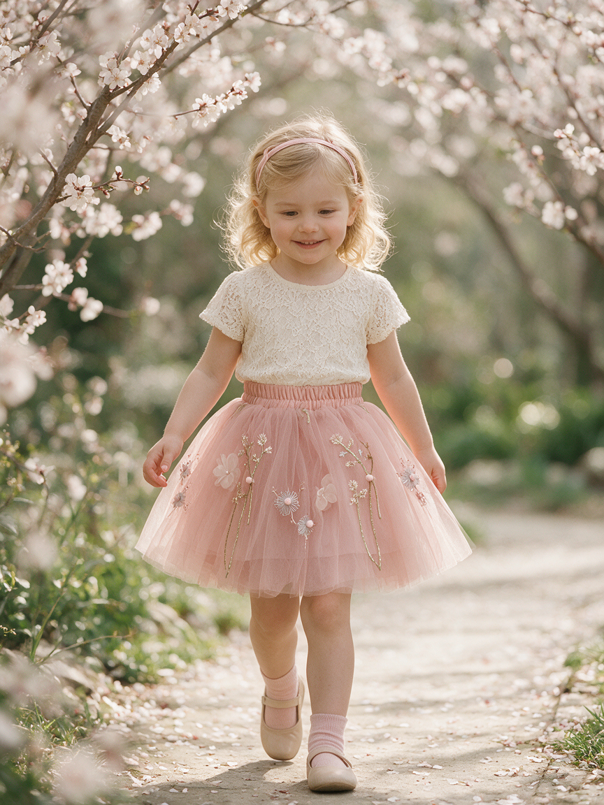 Plum Blossom Veil - Girls Skirt (2-10yrs) - Image 3