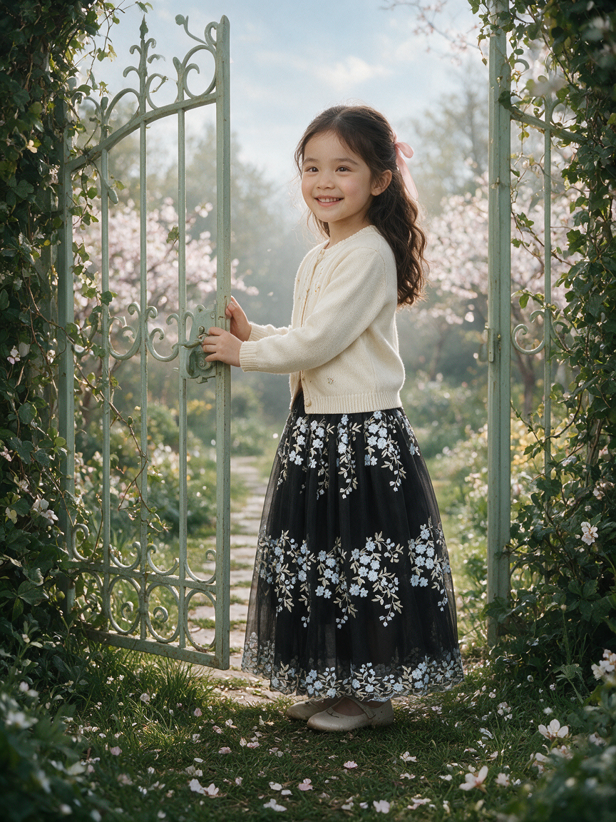 Sakura Whisper Veil - Girls Skirt (2-10yrs) - Image 3