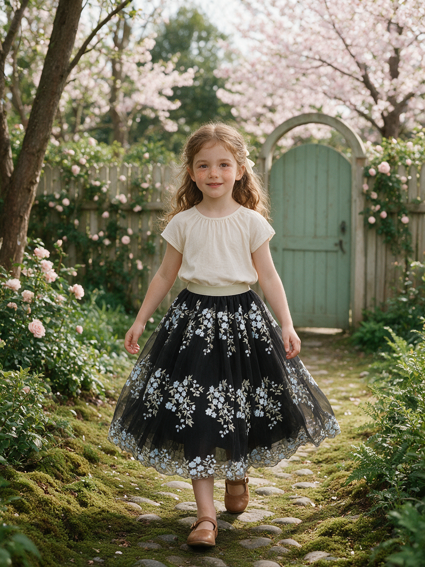 Sakura Whisper Veil - Girls Skirt (2-10yrs) - Image 4