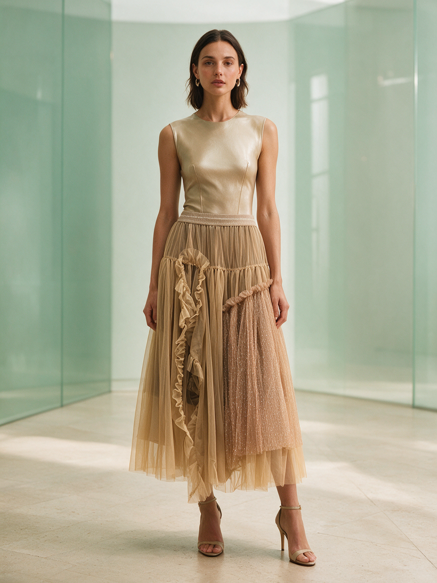 Phantom of the Desert - KHAKI- Layered Tulle Skirt - Image 2