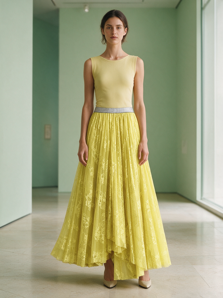 Cocktail - Marigold Lace - Layered Tulle Skirt - Image 4