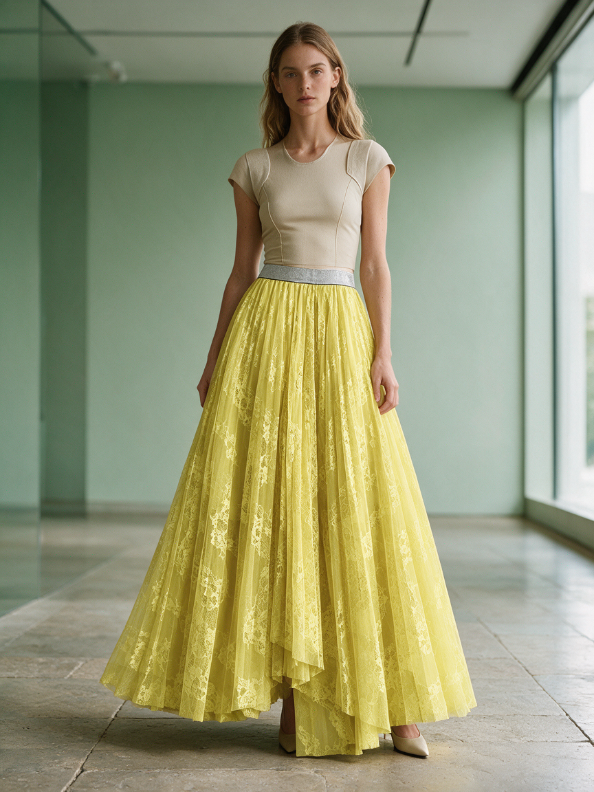 Cocktail - Marigold Lace - Layered Tulle Skirt - Image 3
