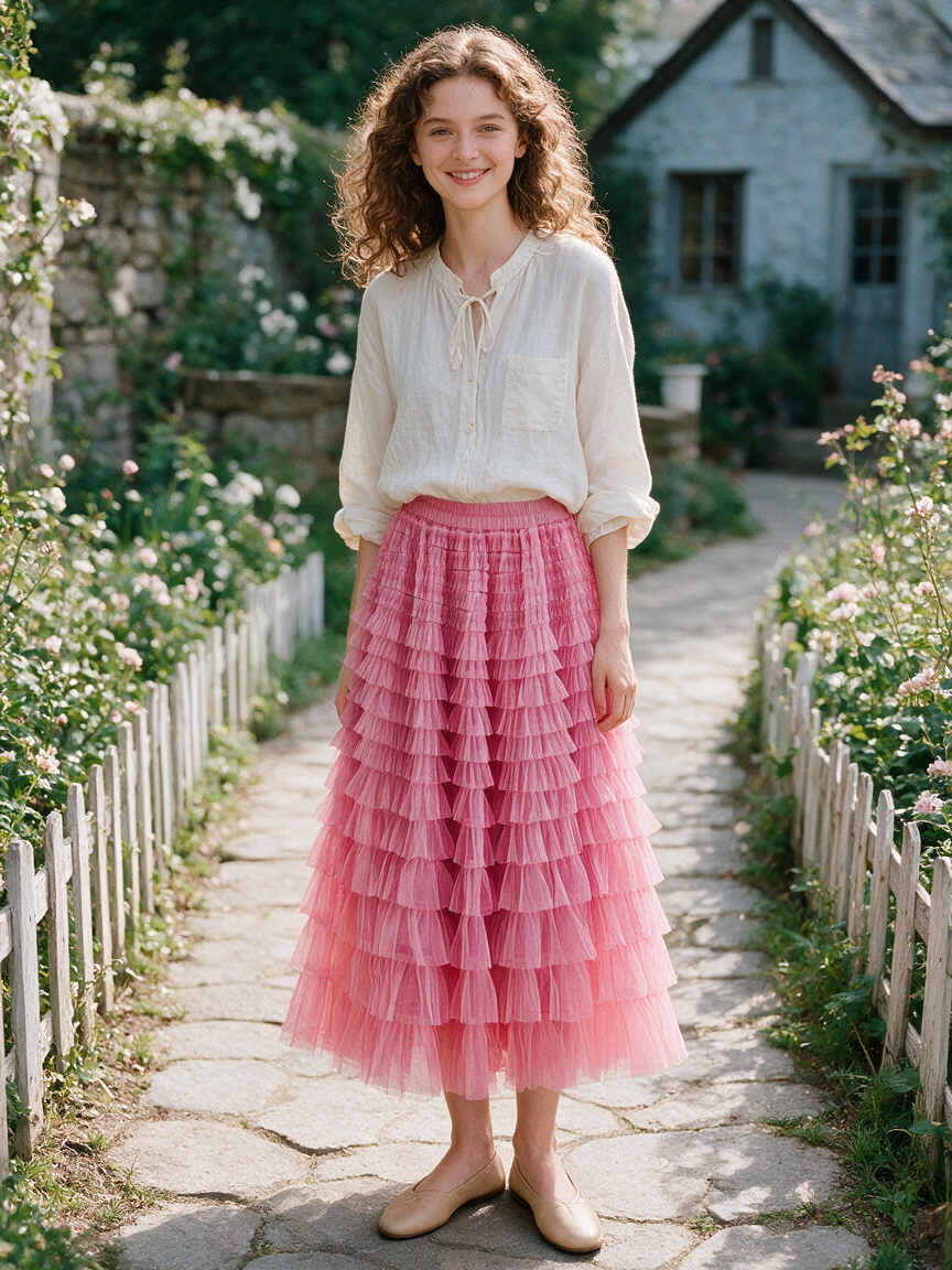 Cupcake Veil - Pink - Layered Tulle Maxi Skirt - Image 2