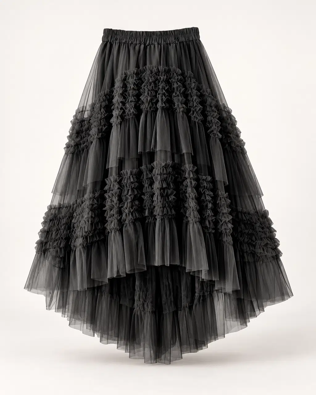 Cascade Flow Veil - Balck - Layered Mullet Tulle Skirt
