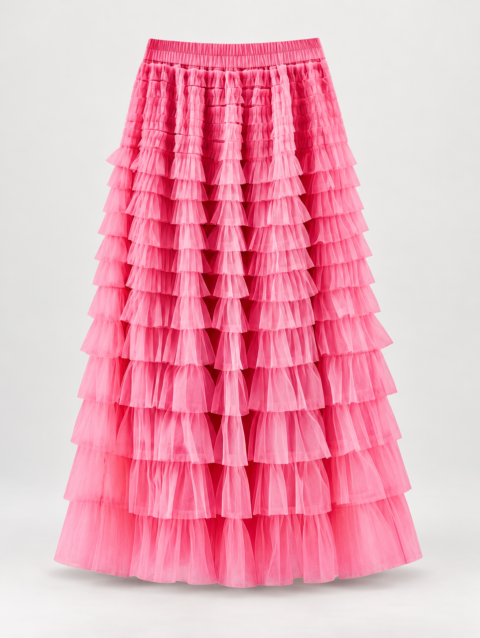 Cupcake Veil - Pink - Layered Tulle Maxi Skirt