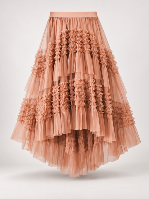Cascade Flow Veil - Khaki - Layered Mullet Tulle Skirt