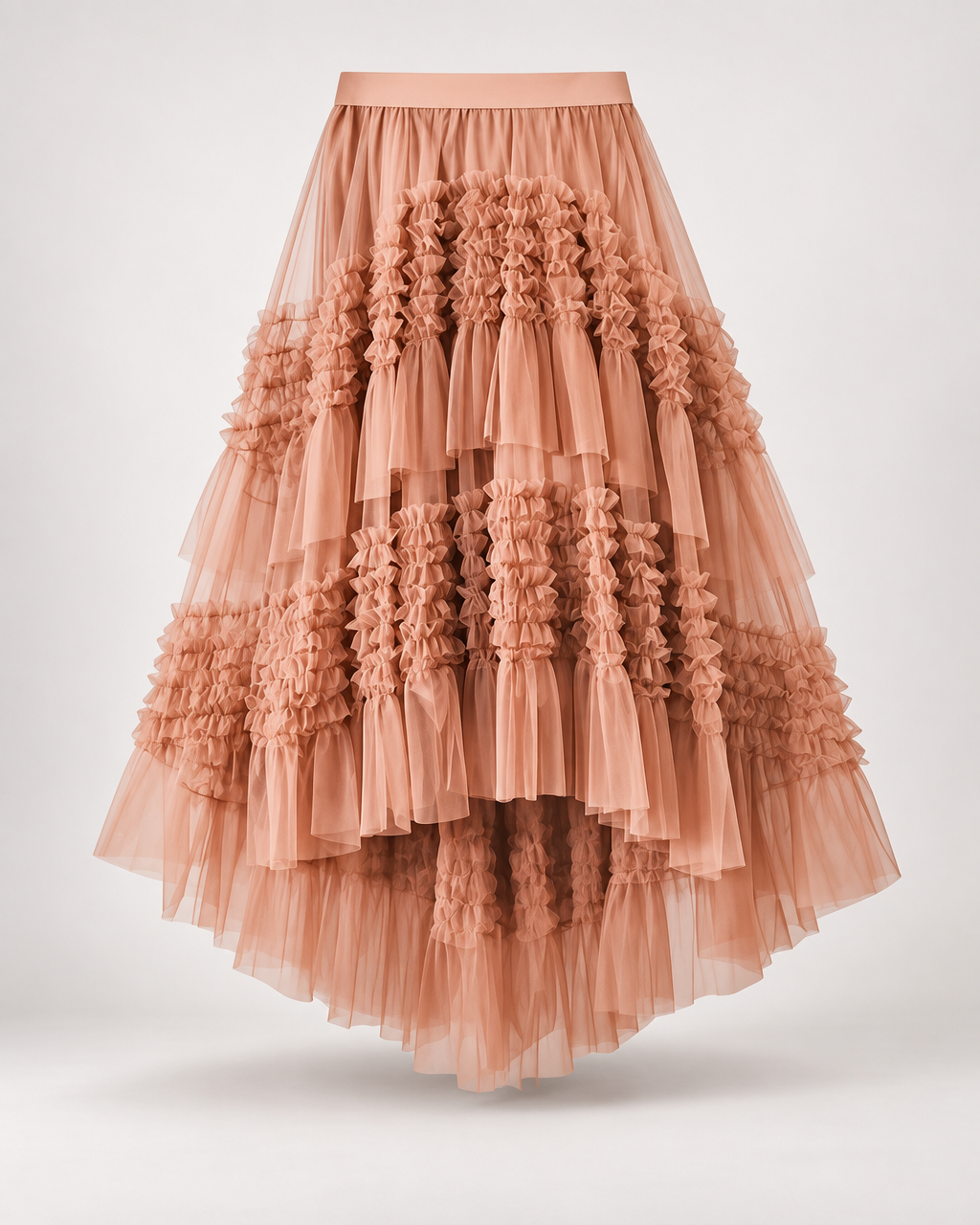 Cascade Flow Veil - Khaki - Layered Mullet Tulle Skirt