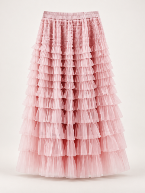 Cupcake Veil - Nude Pink - Layered Tulle Maxi Skirt