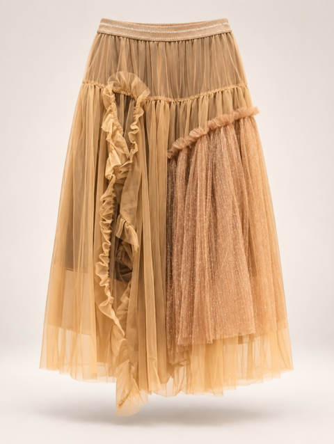 Phantom of the Desert - KHAKI- Layered Tulle Skirt