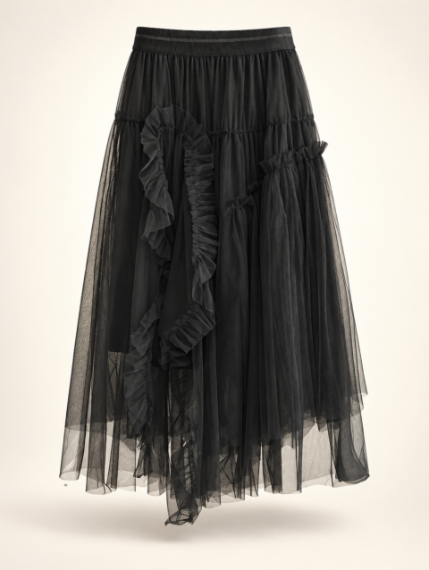 Phantom of the Desert - Black- Layered Tulle Skirt