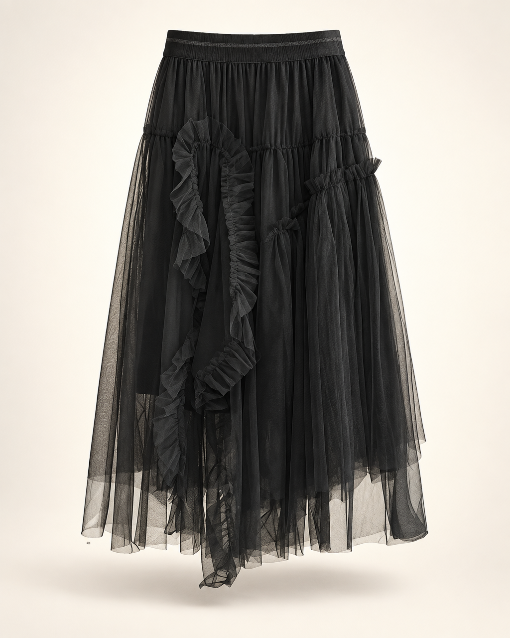 Phantom of the Desert - Black- Layered Tulle Skirt